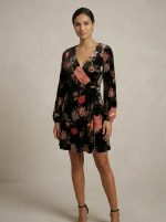 Μίνι Φόρεμα floral κρουαζέ μαύρο