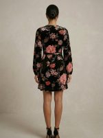 Μίνι Φόρεμα floral κρουαζέ μαύρο - Image 2