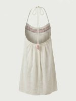 Κοντό Boho Halter Φόρεμα-Λευκό - Image 3