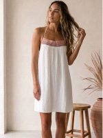 Κοντό Boho Halter Φόρεμα-Λευκό - Image 5