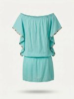 Μίνι Φόρεμα off-shoulder-Τιρκουάζ - Image 2