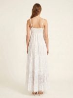 Μακρύ Φόρεμα με Broderie Λεπτομέρειες-Λευκό - Image 2