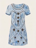 Μίνι Φόρεμα Tie Dye-Γαλάζιο - Image 3