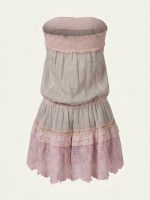 Μίνι Φόρεμα Strapless με Κέντημα-Ροζ - Image 4