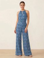 Ολόσωμη Φόρμα Halter-Εμπριμέ Μπλε