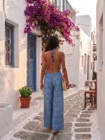 Ολόσωμη Φόρμα Halter-Εμπριμέ Μπλε - Image 7