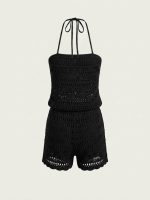 Ολόσωμο Σορτς Crochet-Μαύρο - Image 4