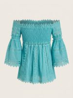 Off-shoulder Τοπ με Δαντέλα-Τιρκουάζ - Image 6
