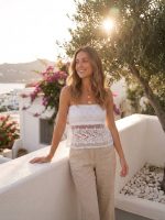 Τοπ Strapless με Δαντέλα-Λευκό - Image 7