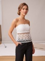 Τοπ Strapless με Δαντέλα-Λευκό