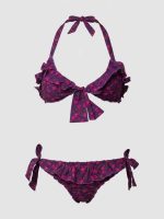 Φλοράλ Bikini με Βολάν-Μωβ - Image 2