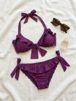 Φλοράλ Bikini με Βολάν-Μωβ - Image 7