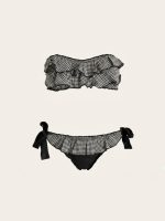 Strapless Bikini με Βολάν Καρό-Ασπρόμαυρο - Image 3