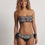 Strapless Bikini με Βολάν Καρό-Ασπρόμαυρο