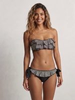 Strapless Bikini με Βολάν Καρό-Ασπρόμαυρο