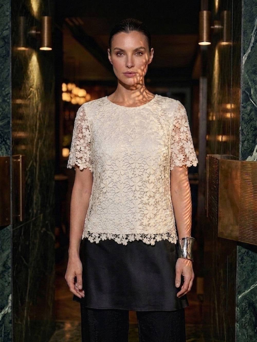blouse_lace_floral_ecru-2 Μπλούζα με Δαντέλα Chantilly-Εκρού - Image 1