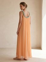 Μάξι Φόρεμα με Διακόσμηση-Peach - Image 3