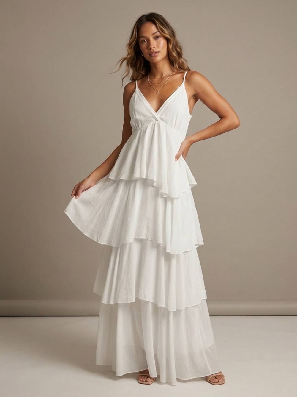 dress_long_volan_white-2 Maxi Φόρεμα με Βολάν-Λευκό - Image 1