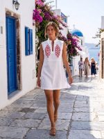 Μίνι Φόρεμα με Κέντημα-Λευκό - Image 7