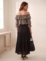 Off-shoulder Gingham Τοπ με Βολάν - Image 5