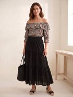 Off-shoulder Gingham Τοπ με Βολάν - Image 4