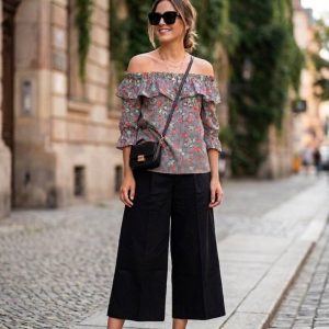 Off-shoulder Gingham Τοπ με Βολάν
