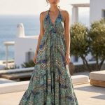 Maxi Halter Φόρεμα με Μοτίβο Paisley