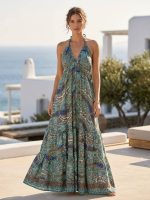 Maxi Halter Φόρεμα με Μοτίβο Paisley