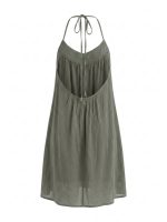Μίνι Φόρεμα Halter με Κέντημα-Χακί - Image 3