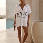 Oversized T-Shirt με τύπωμα-Λευκό