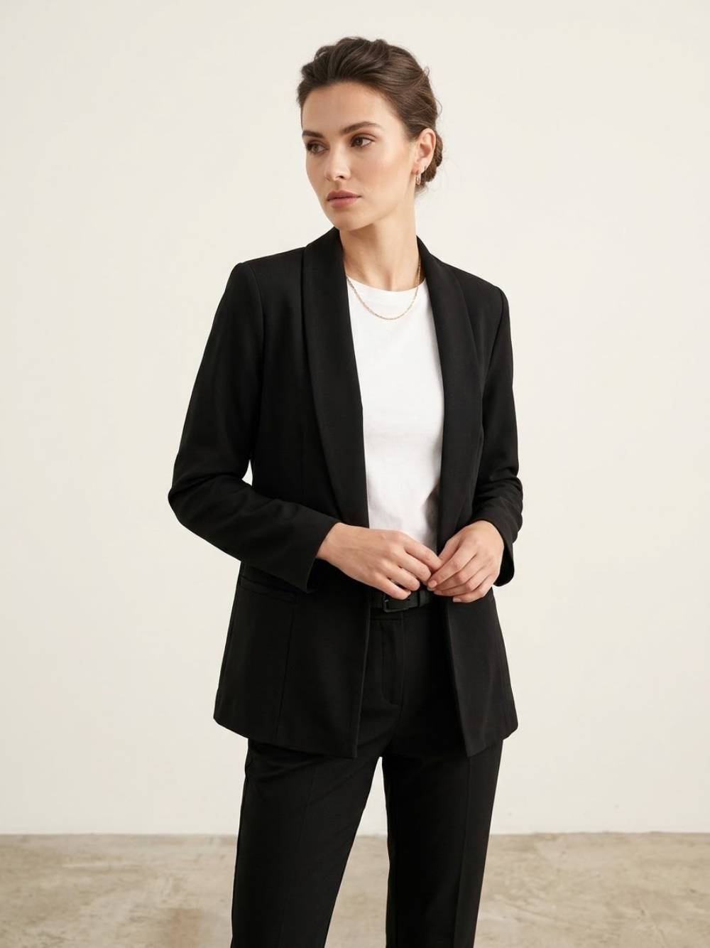 blazer_women_open_front_black-5 Open Front Σακάκι-Μαύρο - Image 1