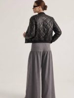 Eco Leather Bomber Jacket Καπιτονέ με Χρυσά Τρουκς-Μαύρο - Image 7