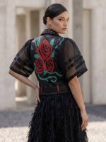 Eco Leather Painted Biker Τζάκετ-Μαύρο - Image 3