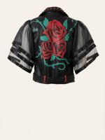Eco Leather Painted Biker Τζάκετ-Μαύρο - Image 7