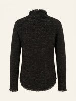 Open Front Πλεκτό Σακάκι με Ασημί Lurex-Μαύρο - Image 5
