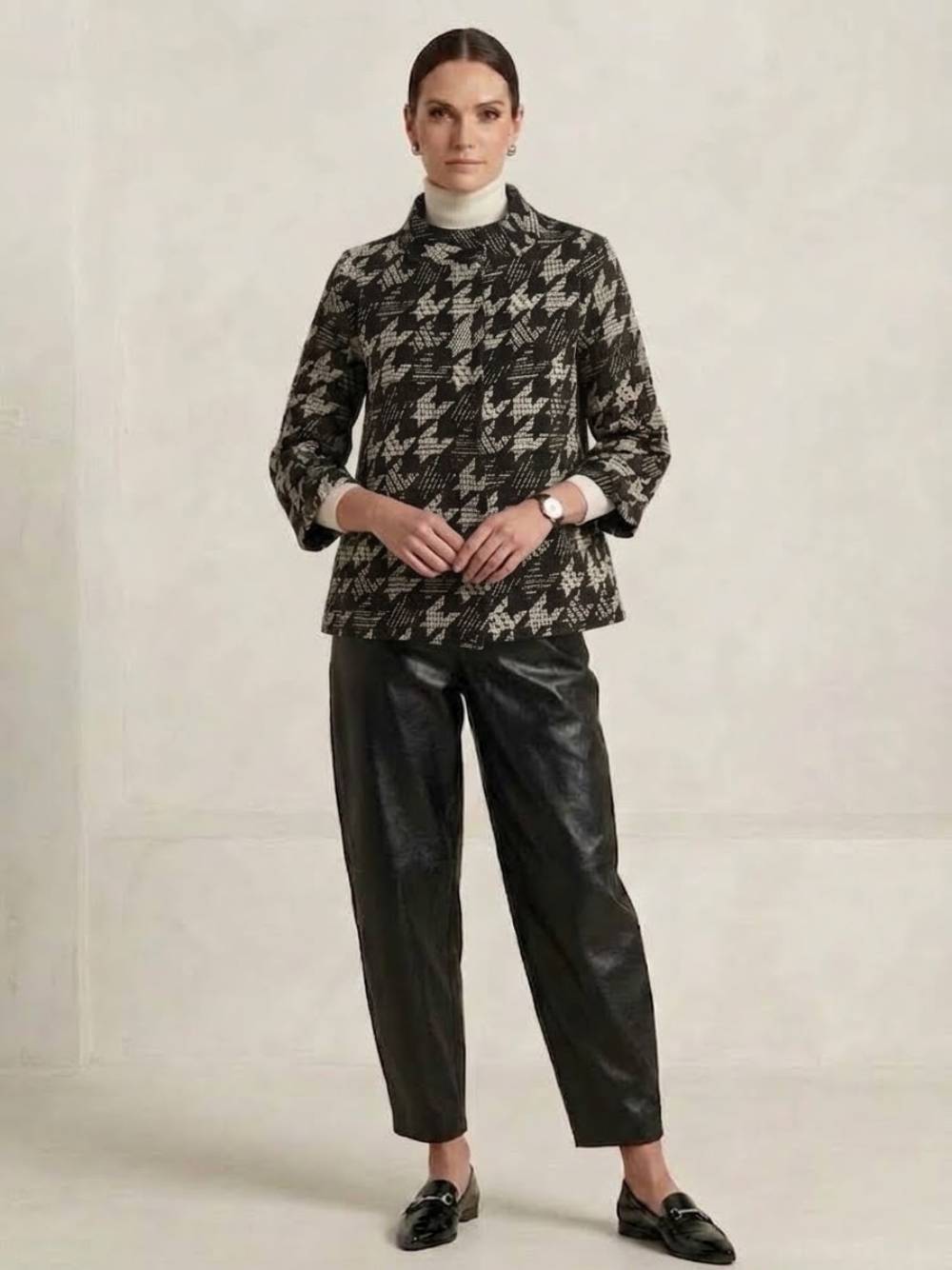 jacket_short_pied-de-poule_black_grey-2 Κοντό Σακάκι Pied de Poule-Μαύρο Γκρι - Image 1