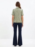 Tweed Σακάκι με Κοντό Μανίκι-Sage Green - Image 3