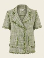 Tweed Σακάκι με Κοντό Μανίκι-Sage Green - Image 5