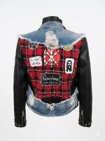 Eco Leather Biker Τζάκετ με Αποσπώμενο Denim Γιλέκο και Patch Back - Image 4