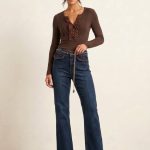 Ψηλόμεσο Flare Denim Παντελόνι-Μπλε