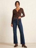 Ψηλόμεσο Flare Denim Παντελόνι-Μπλε