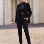 Tailored Tappered Παντελόνι με Ελαστική Μέση-Μαύρο