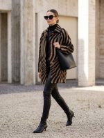 Μάλλινο Ημίπαλτο Zebra-Καφέ Μαύρο - Image 4