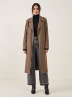 Μακριά Καπαρντίνα με Χρυσά Studs και Πλισέ Πλάτη-Χακί Olive