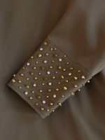 Μακριά Καπαρντίνα με Χρυσά Studs και Πλισέ Πλάτη-Χακί Olive - Image 6