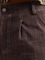 Ψηλόμεσο Tappered Denim Παντελόνι-Καφέ - Image 5
