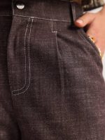 Ψηλόμεσο Tappered Denim Παντελόνι-Καφέ - Image 3